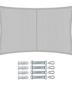 VOUNOT® Sonnensegel Rechteckig 3×4 m Hellgrau – Wasserdicht & Wetterbeständig, UV-Sonnenschutz, inkl. Befestigungsset
