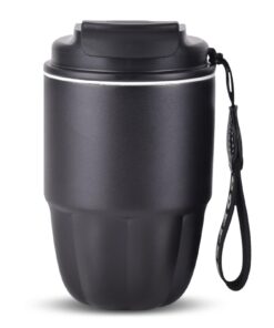 FYting Thermotasse, Edelstahl + Doppelter Trinkauslauf, 320ml, FüR Langfristige Nutzung, Perfit Weihnachtsgeschenk (Schw