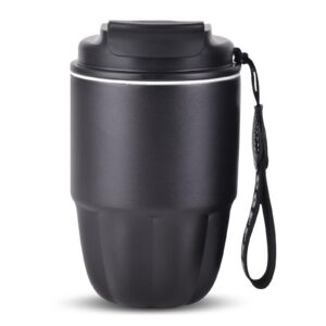 FYting Thermotasse, Edelstahl + Doppelter Trinkauslauf, 320ml, FüR Langfristige Nutzung, Perfit Weihnachtsgeschenk (Schw