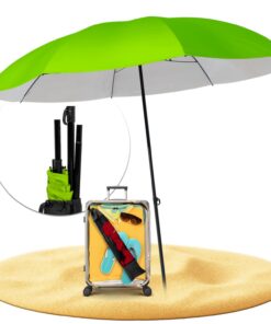 Reise Sonnenschirm STYNGARD UV Schutz 50+ - Strand Model NIZZA 155 cm ⌀ - Sonnenschirm mit Abspannleinen