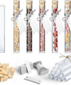 Tuuters Reagenzgläser mit Korken - Glas - für Labormitarbeiter -ikalisch für Forschung - 25 Stück Set mit Etiketten, Fla