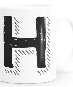 MoonWorks Glänzende Weiße Keramiktasse Buchstabe H Kaffeetasse Unisize