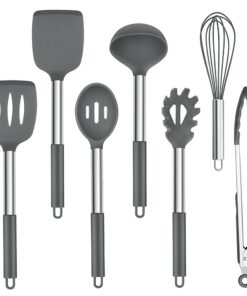 Küchenutensilien Homikit - 7 Stück Antihaft Kochutensilien Set, Edelstahlgriff, Spülmaschinenfest, Ideal für Jeder in d