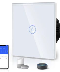 BSEED WLAN Smart Touch Lichtschalter, WiFi Glas-Schalter mit Alexa und Google Home, 1 Kontakt 1 Weg - Weiß