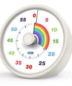 Visueller Timer 60 Minuten für Kinder - Leiser Countdown Regenbogenmuster Rund Weiß