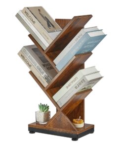 Bücherregal Baumform 4 Ebenen für Café Home Braun 30x19x61cm Raumteilerbuchshissen CD Magazinen
