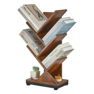 Bücherregal Baumform 4 Ebenen für Café Home Braun 30x19x61cm Raumteilerbuchshissen CD Magazinen
