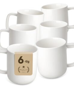 MALACASA Moderne Kaffeetassen für Tee, Saft, Latte, Cappuccino, Kakao - 6er Porzellan Becher Set 300ML, Spülmaschinen- u
