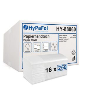 Hypafol Papierhandtücher 4000 Blatt | weiß | 2-lagig, 24x21 cm |_Praktischer V-Falz für Toiletten, Büros & Praxen_| hohe
