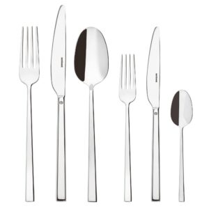 Sambonet 52562-83 Rock Inox Besteckset 36-teilig, Spülmaschinenfest,Modernes Edelstahl-Aufräumen für Jeden und Jeden Tis