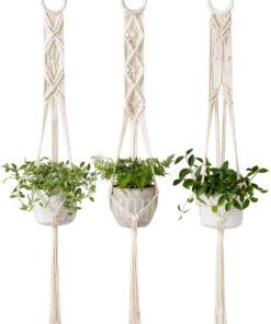 Mkouo 3er-Set Makramee Blumenampel Boho Home Decor für Innense Appalachische Landschaft Boho Stil 99cm