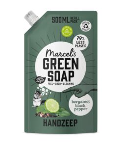 Marcel's Grünes Seife Nachfüllung Schwarzer Pfeffer & Bergamotte - Mikroplastik-freie Formel - 99% biologisch abbaubar -