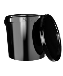 1x Schwarz Runder Kunststoff-Eimer 5l mit Griff und Deckel | Lebensmittel- und Chemiestable Behälter | Luftdicht für Leb