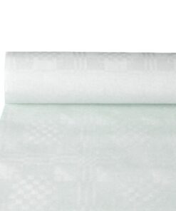 Papstar 18546 Weißliches Damastpapiertaschentuch 10m x 1,2m für Bälle und Events