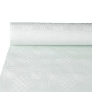 Papstar 18546 Weißliches Damastpapiertaschentuch 10m x 1,2m für Bälle und Events