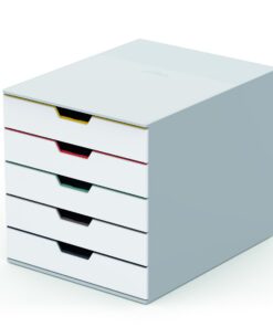 Durable Schubladenbox A4 (Varicolor Mix) für Büro und Schreibtisch, robust und sortierfreundlich, 5 Fächer, mit Etikette