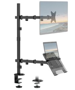 WORLDLIFT Monitor Halterung für 17-32 Zoll LCD LED Bildschirm und 10-15 Zoll Laptop - Neigbar, Drehbar, Höhenstellbar, M