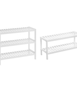 SONGMICS 3-Ebenenschuhregal für Wohnzimmer, Flur und Schlafzimmer, weiß LBS213WT SONGMICS 2-Ebenenschuh-Organizer, Sta