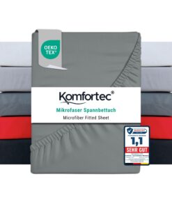 Komfortec Weiches Mikrofaser Spannbettlaken 180x200 cm - Oeko-Tex & Hautfreundlich - Fitted Sheet für Matratzen bis 30 c