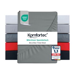 Komfortec Weiches Mikrofaser Spannbettlaken 180x200 cm - Oeko-Tex & Hautfreundlich - Fitted Sheet für Matratzen bis 30 c