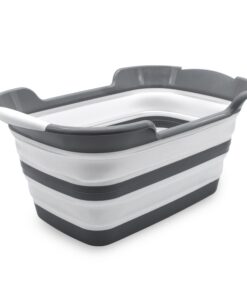 Wäschemultifunktionskorb Silikon faltbar weiß 60x40cm 27L für Haushalt und Camping