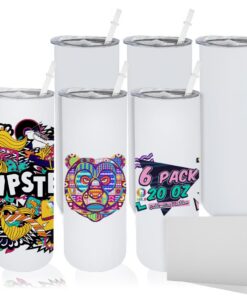 MR.R 6er-Pack doppelwandiger isolierter Edelstahl-Tumbler für Tumbler-Pressmaschine und Outdoor-Aktivitäten mit Strohhal