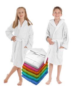 LEBENGOOD Kinder Bademantel 100% Baumwolle, leichtfrottee flauschig, mit Kapuze und babyhandtuch für Jungen, Mädchen & T