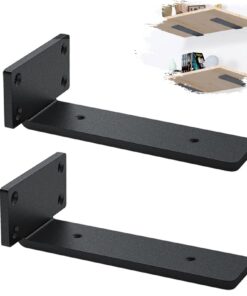 MLOQI 2 Stück Regalhalterung, Schwerlastige Wandhalterung für Einbau, 5 mm Dicke Schwebende Halterung, 15 cm Länge, Sch