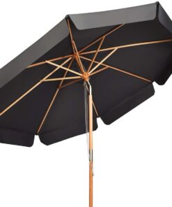 COSTWAY Sonnenschirm UV-Schutz, Terrassenschirm aus Holz, beidseitig knickbar für Garten und Balkon (Grau) COSTWAY Ter