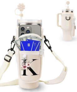 Initiale Wasserflaschenträger Tasche für Stanley 40 oz Tumbler & Smartphone, mit Flaschenhalter & Verstellbarem Gurt,Spo