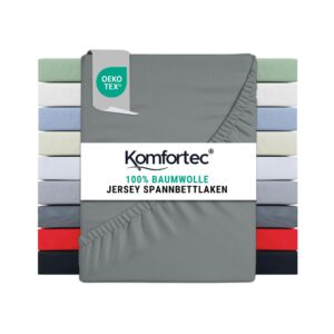 Kомfortec Spannbettlaken 100% Baumwolle – Weich, Atmungsaktiv & Hautfreundlich – Für Boxspring, Topper & Matratzen – 90x