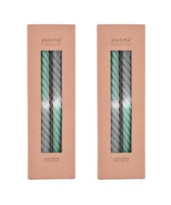 Pajoma® Gedrehte Stabkerzen | Hochwertig - 45g Wachsgewicht, ca. 5 Std. Brenndauer, 250 x 20 mm | Premium Spiralkerzen,