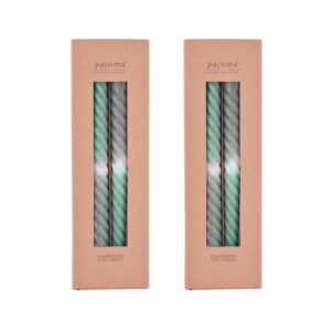 Pajoma® Gedrehte Stabkerzen | Hochwertig - 45g Wachsgewicht, ca. 5 Std. Brenndauer, 250 x 20 mm | Premium Spiralkerzen,
