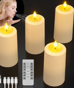 SoulBay Leonardo LED Kerzen Aufladbar 4er Ausblasbare LED Stumpenkerzen USB-C Wiederaufladbar Elektrische Kerzen für Par