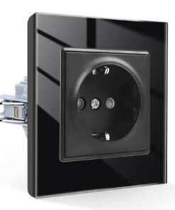 CNBINGO Schuko Steckdose Schwarz für Hausrenovierung | CNBINGO Doppelsteckdose für Wandinstallation | CNBINGO Glas Stec