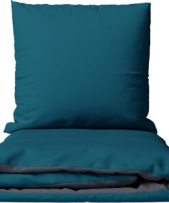 Leonardo Vicenti Baumwoll-Satin Bettwäsche - 135x200 cm, Kissenbezug 80x80 cm, ÖKO-TEX,astrales Petrol, Einzelbett, Reiß