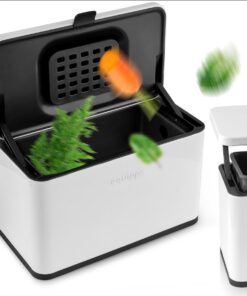 Bio Mülleimer Küche 3L mit Geruchsfilter | Komposteimer klein weiß matt für Bioabfall