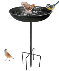 Bseical Winterfest Vogeltränke Stehend für den Garten Spa-Vogelfutterstation Metall 5 Erdspieß