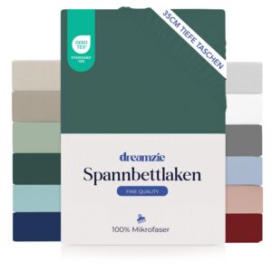 Dreamzie Spannbetttlaken - 100% Mikrofaser - Petrolgrün - Schadstoffgeprüft(Oeko TEX) - Gummizug OEKO-TEX STANDARD 100