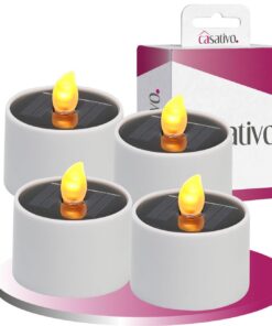 4er-Set wasserfestes Solar-LED-Teelichter – ideal für Garten & Balkon, mit Dämmerungssensor & warmweißem Licht, kabellos
