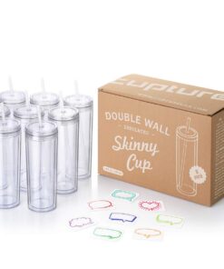Cupture Slim Acryl Trinkbecher mit Strohhalmen 510 ml 8 Pièce Transparent
