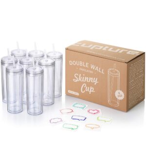 Cupture Slim Acryl Trinkbecher mit Strohhalmen 510 ml 8 Pièce Transparent