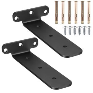 2 Stk Schwarz 20 cm Schwerlast Wandregalhalterung für Wohnzimmer Küche Esszimmer | Unsichtbar Metall 20 cm Schwerlast W