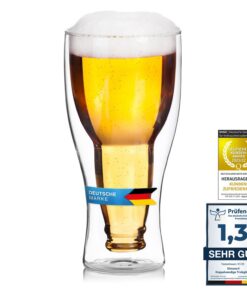 Dimono Doppelwandiges Bierglas 0,33 L - Inside Out Umgestülpte Bierflasche Design