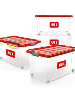 BigDean robuste Aufbewahrungsbox mit rollbaren Klickverschlüssen - praktisch für die ganze Familie - Wellness mit 60 L K