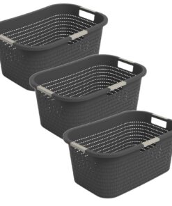 Rotho Country 3er-Set Wäschekorb anthrazit 40l BPA-frei