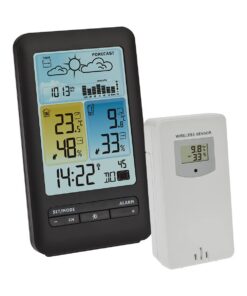 TFA Dostmann Funk-Wetterstation, 35.1165.01 - Wettervorhersage mit Symbolen, Amazon Exklusiv, schwarz