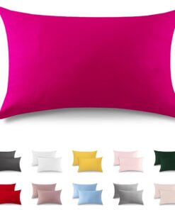 ATsense 100% Baumwollige Kissenbezug 40x80 cm für Allergiker OEKO-TEX Zertifiziert - Super Weich, Pink mit Reißverschlus