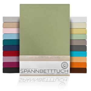 BEAUTEX Spannbettlaken aus Baumwolle, Premium Jersey Stoff 160g/m², Olivgrün für Premium-Schlafzimmererfahrung (Topper -