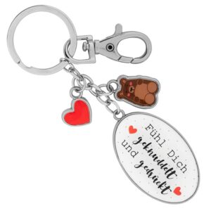 Sheepworld Schlüsselanhänger Geknuddelt, Splitring und Karabiner, Metall Anhänger, Weiß, One Size